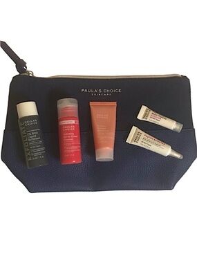Paula’s Choice Skincare Bundle- Exfoliant, Cleanser, Moisturizer, Boosters & Bag